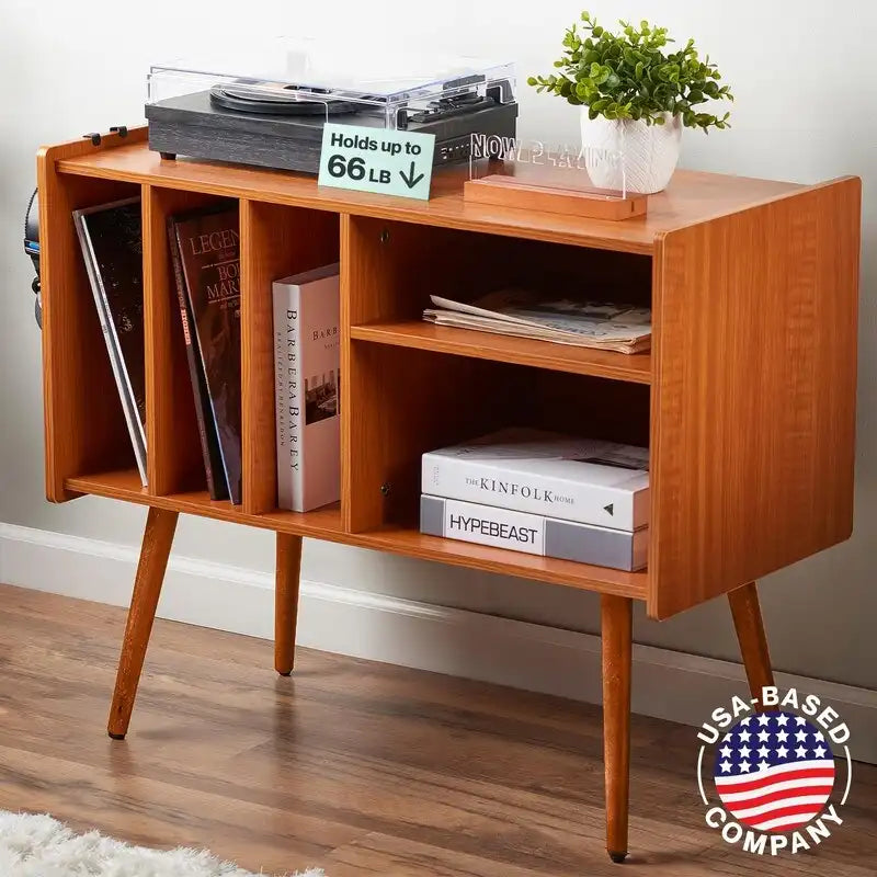 Record Player Stand with Charging Station - 31D x 26W x 15H