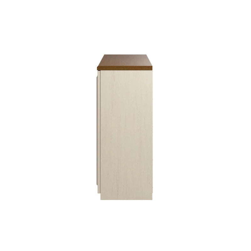 Bauernhaus-Akzentschrank mit Lamellentüren und Regalen