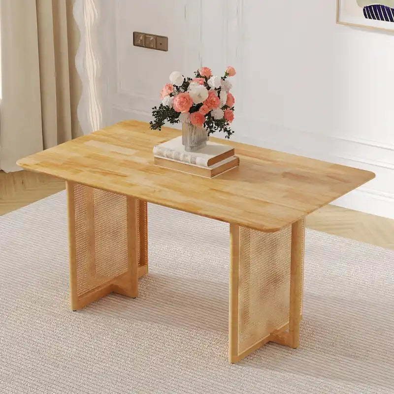 59-Zoll-Esstisch aus Kautschukholz im Retro-Design – Walnuss-Finish