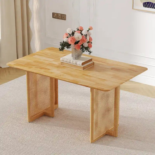 59-Zoll-Esstisch aus Kautschukholz im Retro-Design – Walnuss-Finish
