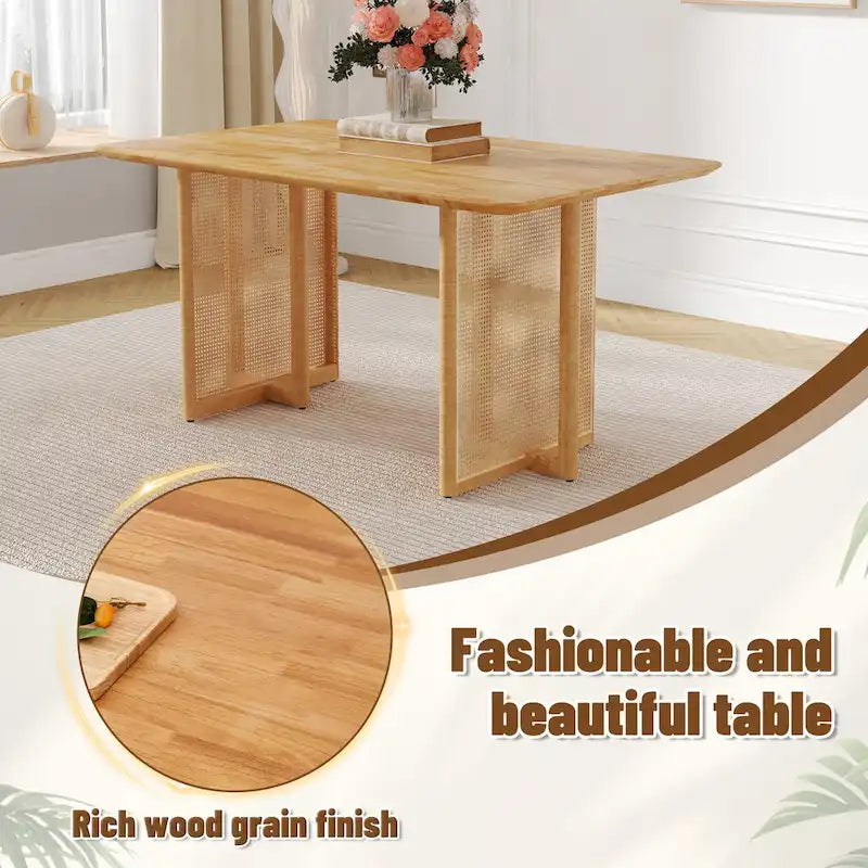 59-Zoll-Esstisch aus Kautschukholz im Retro-Design – Walnuss-Finish