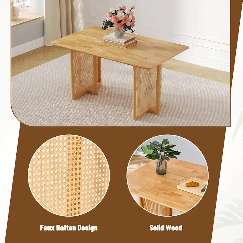 59-Zoll-Esstisch aus Kautschukholz im Retro-Design – Walnuss-Finish