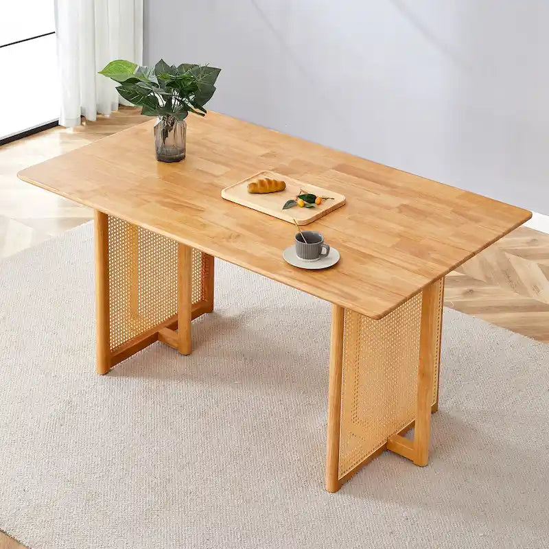59-Zoll-Esstisch aus Kautschukholz im Retro-Design – Walnuss-Finish
