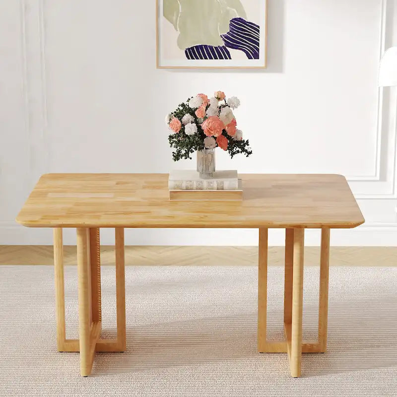 59-Zoll-Esstisch aus Kautschukholz im Retro-Design – Walnuss-Finish
