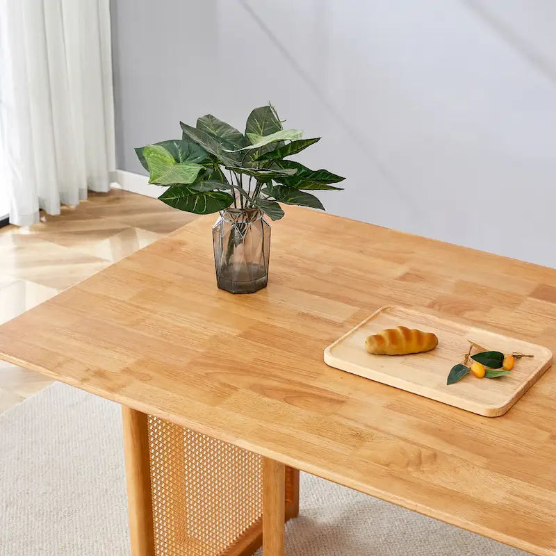 59-Zoll-Esstisch aus Kautschukholz im Retro-Design – Walnuss-Finish