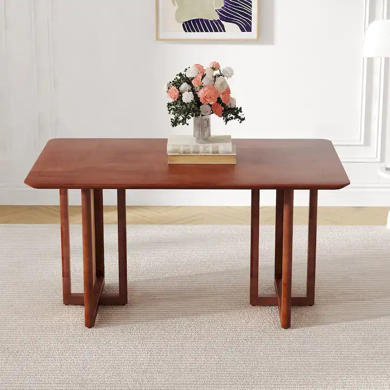 59-Zoll-Esstisch aus Kautschukholz im Retro-Design – Walnuss-Finish