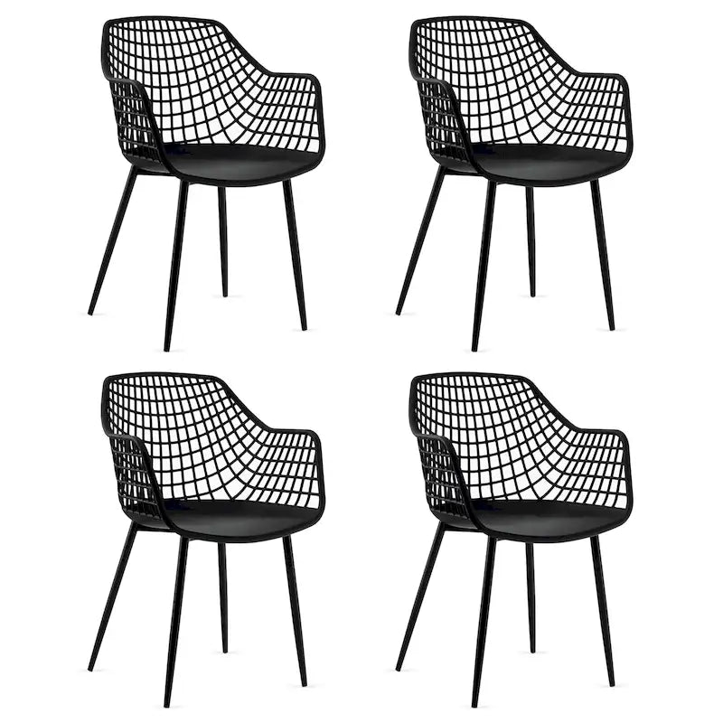 Modernes Esszimmerstuhl-Set aus 4 Stühlen mit Kunststoffschale und Metallbeinen
