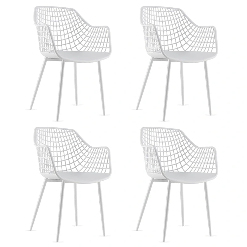 Modernes Esszimmerstuhl-Set aus 4 Stühlen mit Kunststoffschale und Metallbeinen