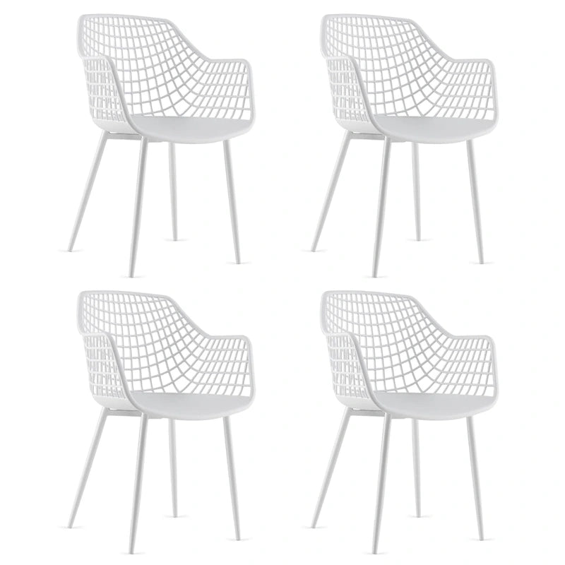 Modernes Esszimmerstuhl-Set aus 4 Stühlen mit Kunststoffschale und Metallbeinen