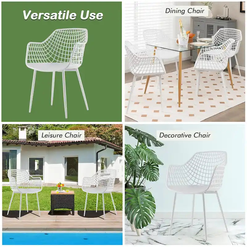 Modernes Esszimmerstuhl-Set aus 4 Stühlen mit Kunststoffschale und Metallbeinen