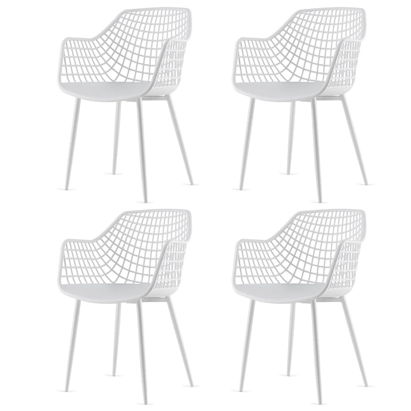 Modernes Esszimmerstuhl-Set aus 4 Stühlen mit Kunststoffschale und Metallbeinen