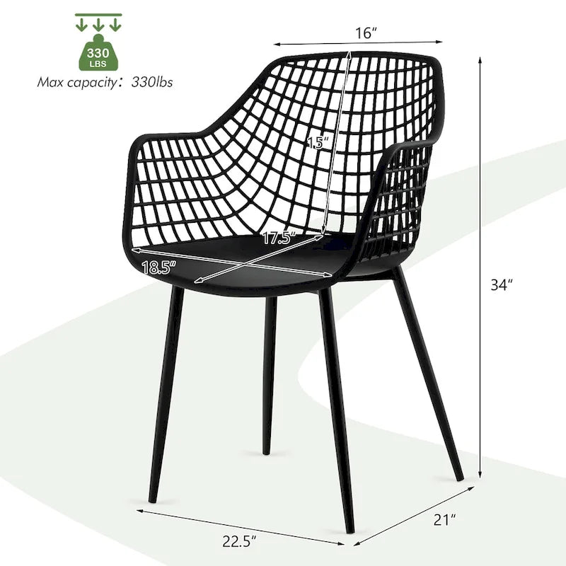 Modernes Esszimmerstuhl-Set aus 4 Stühlen mit Kunststoffschale und Metallbeinen