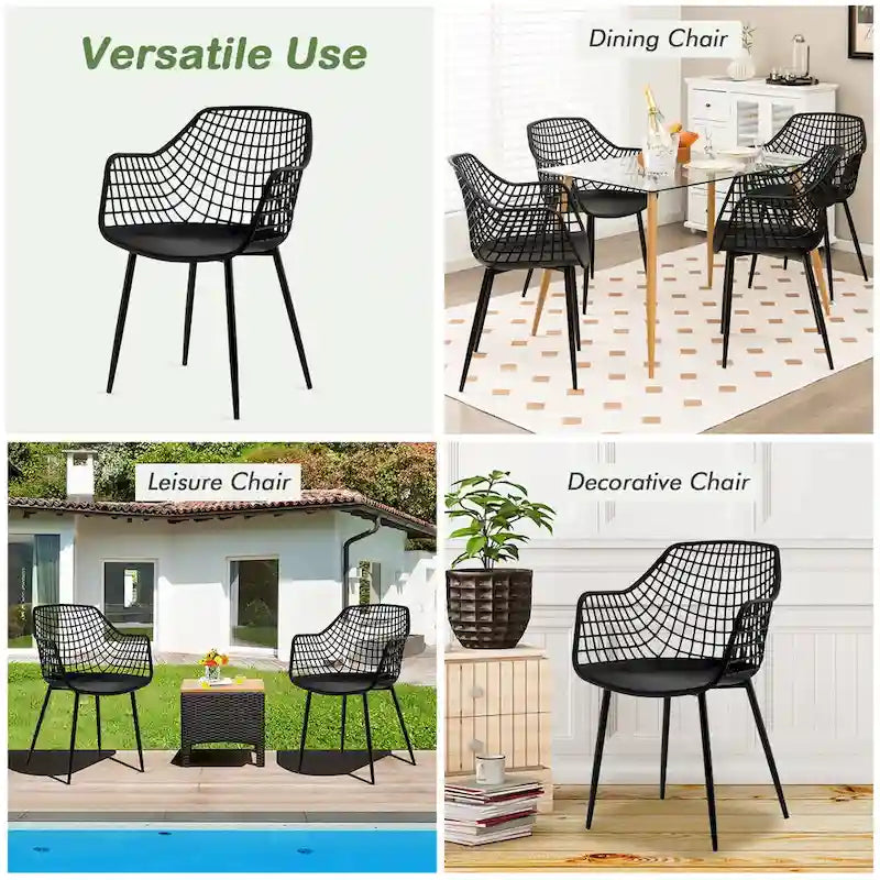 Modernes Esszimmerstuhl-Set aus 4 Stühlen mit Kunststoffschale und Metallbeinen