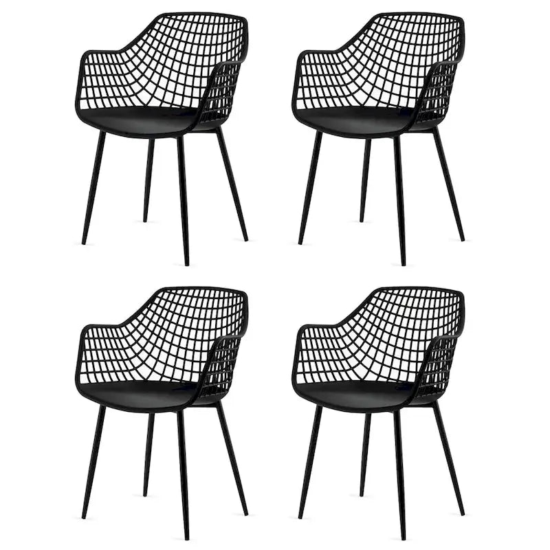 Modernes Esszimmerstuhl-Set aus 4 Stühlen mit Kunststoffschale und Metallbeinen