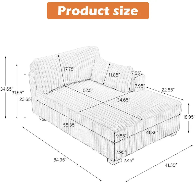 Übergroßes Sofa mit Recamiere (rechtsseitig)