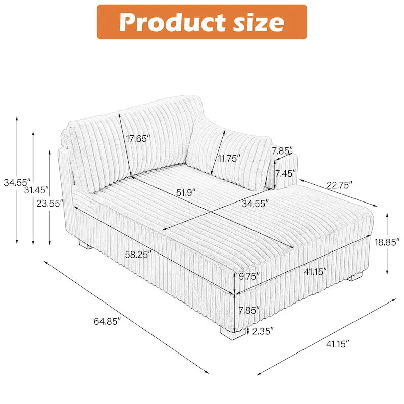 Übergroßes Sofa mit Recamiere (rechtsseitig)