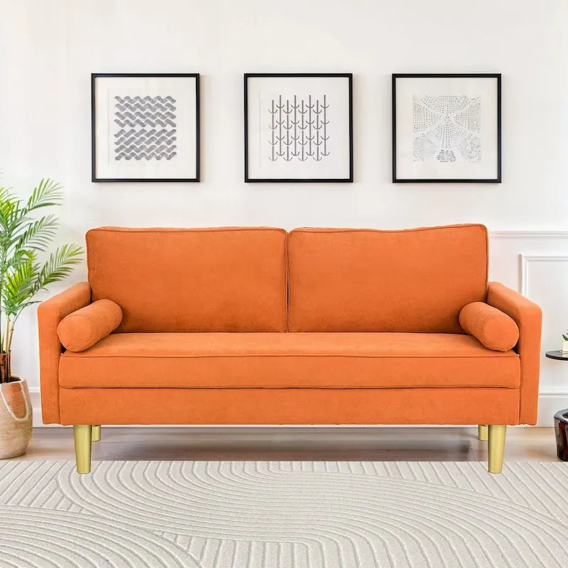 65 Zoll Zweisitzer-Loveseat mit Seitentaschen und runden Kissen