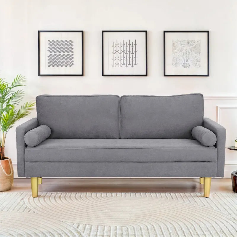 65 Zoll Zweisitzer-Loveseat mit Seitentaschen und runden Kissen
