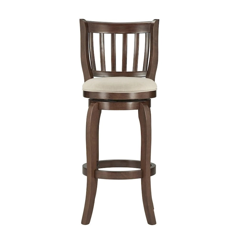 Moderner Leinen-Barhocker mit hoher Rückenlehne und Drehfunktion, 29 Zoll hoch