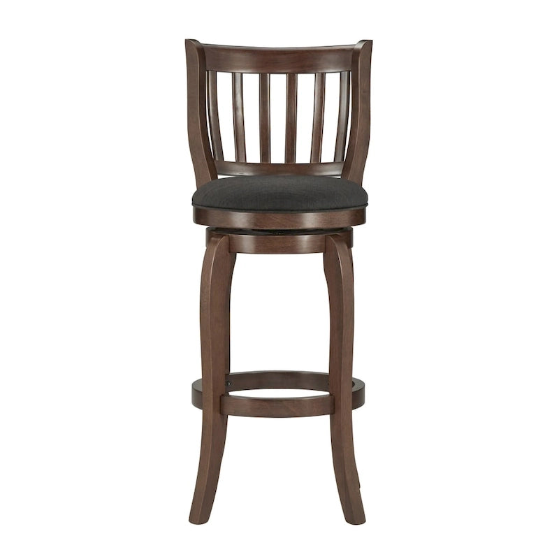 Moderner Leinen-Barhocker mit hoher Rückenlehne und Drehfunktion, 29 Zoll hoch