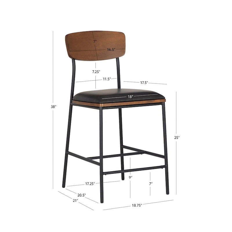 Barhocker Metall Kunstleder 63,5 cm