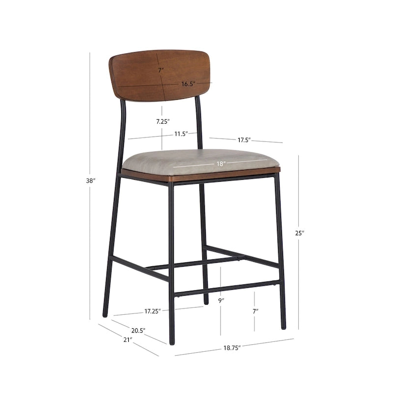 Barhocker Metall Kunstleder 63,5 cm