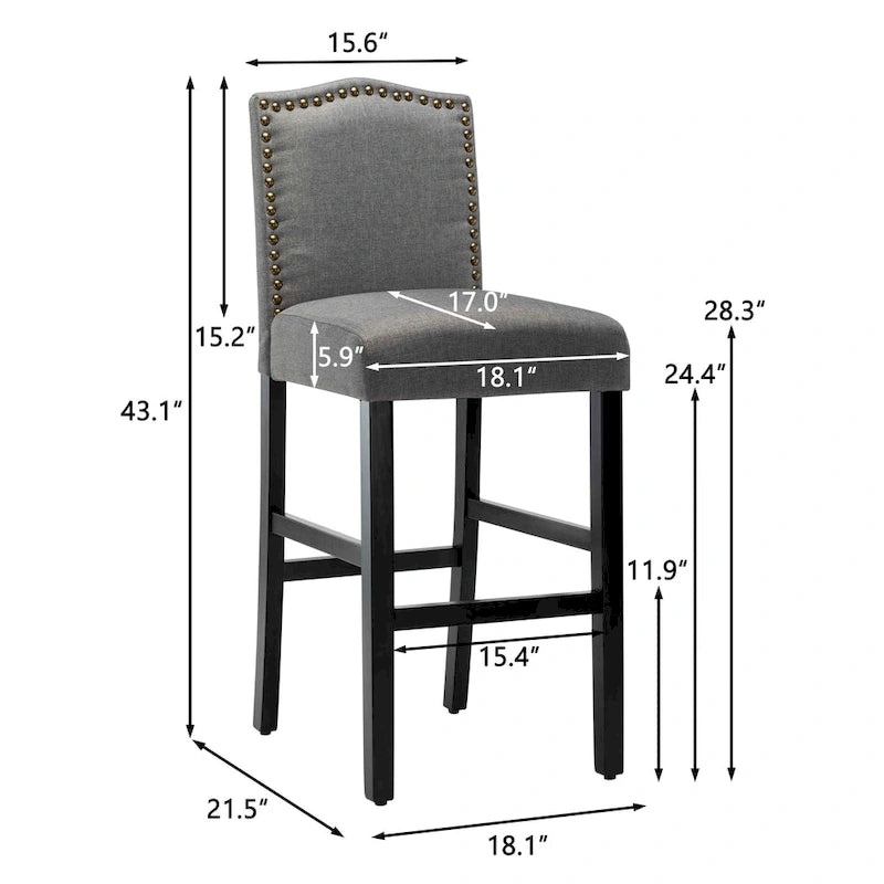 28-Zoll gepolsterte Barhocker, 2er-Set