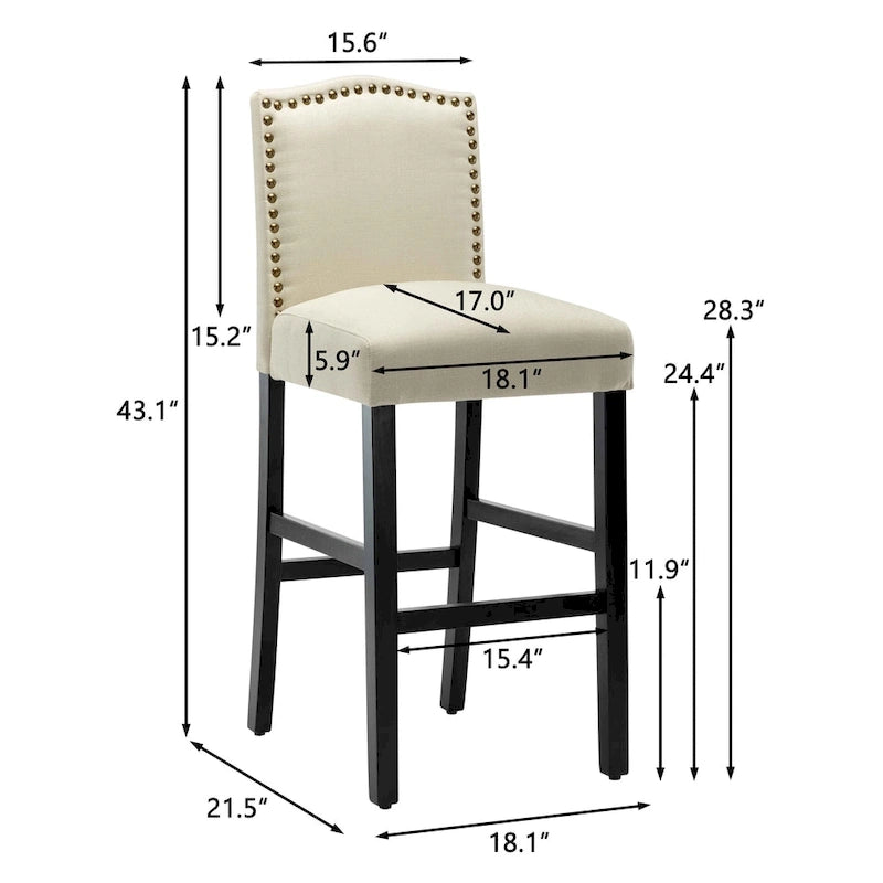 28-Zoll gepolsterte Barhocker, 2er-Set