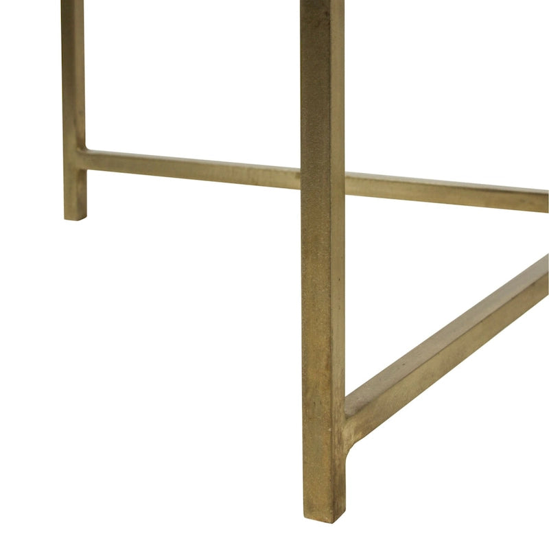 Beistelltisch mit geätzter Blumendekoration und Tablettplatte, Antikmessing-Finish