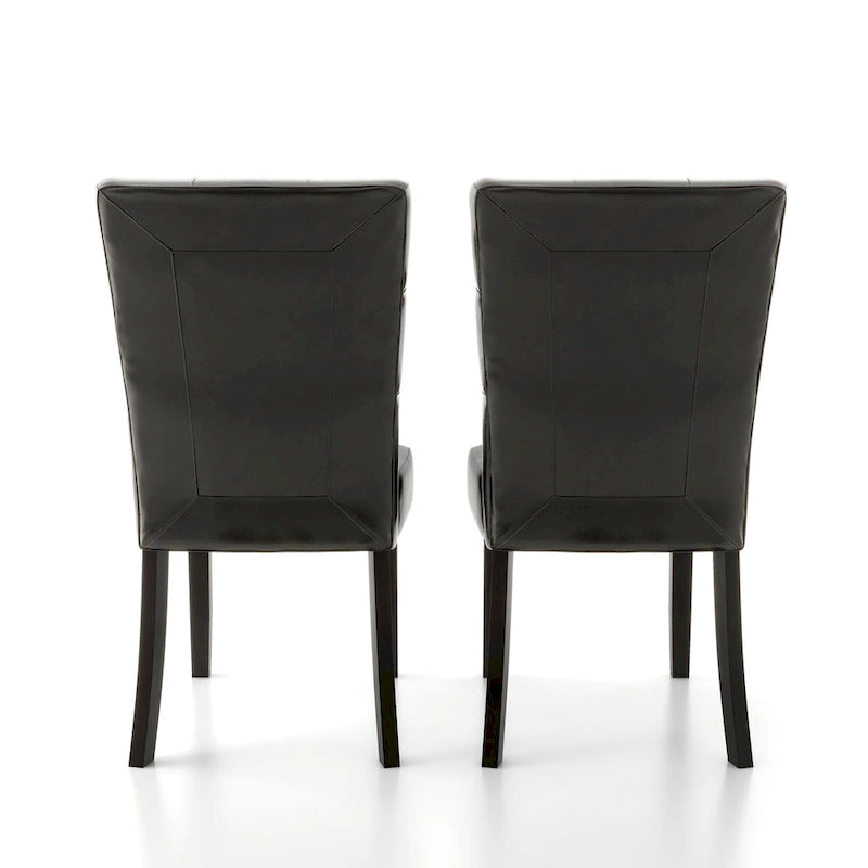 Zeitgenössisches Espresso-Kunstleder-Stuhlset mit getufteter Rückenlehne, 2er-Set