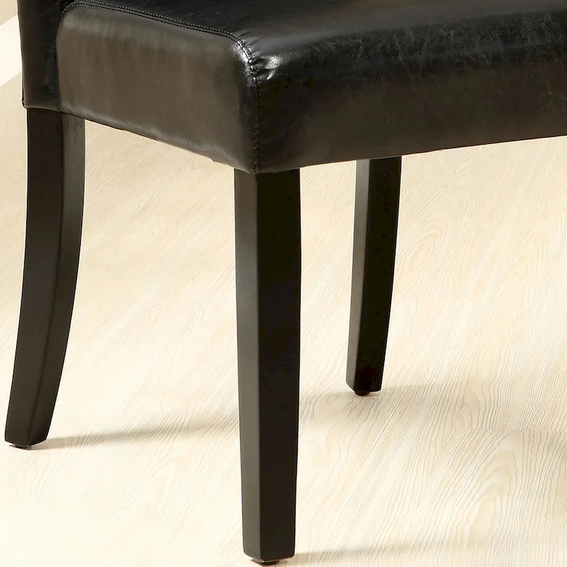 Zeitgenössisches Espresso-Kunstleder-Stuhlset mit getufteter Rückenlehne, 2er-Set