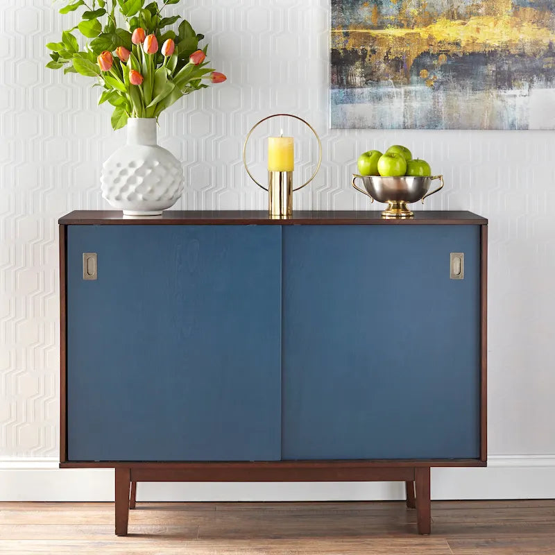 Nachttisch aus massivem Mangoholz mit Nussbaum-Finish – 18x14x27