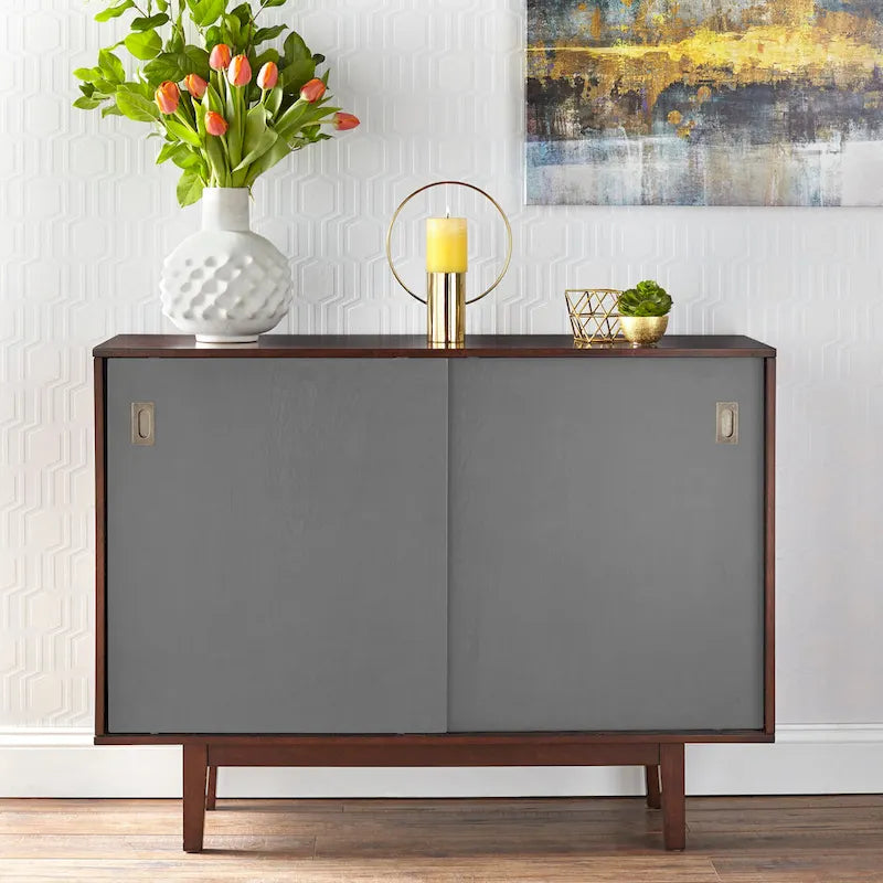 Nachttisch aus massivem Mangoholz mit Nussbaum-Finish – 18x14x27
