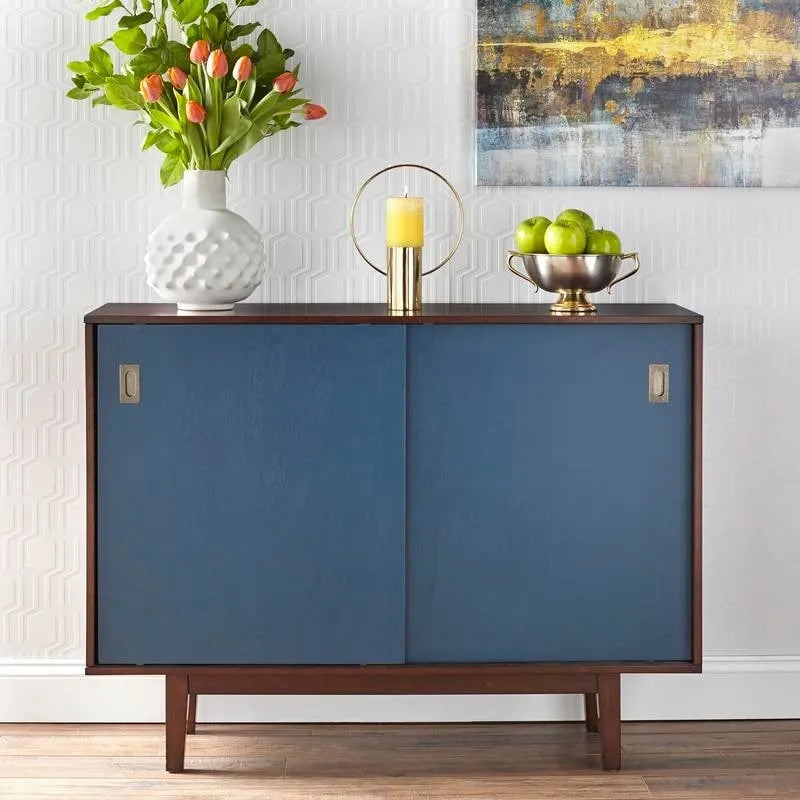Nachttisch aus massivem Mangoholz mit Nussbaum-Finish – 18x14x27