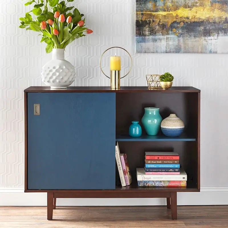 Nachttisch aus massivem Mangoholz mit Nussbaum-Finish – 18x14x27