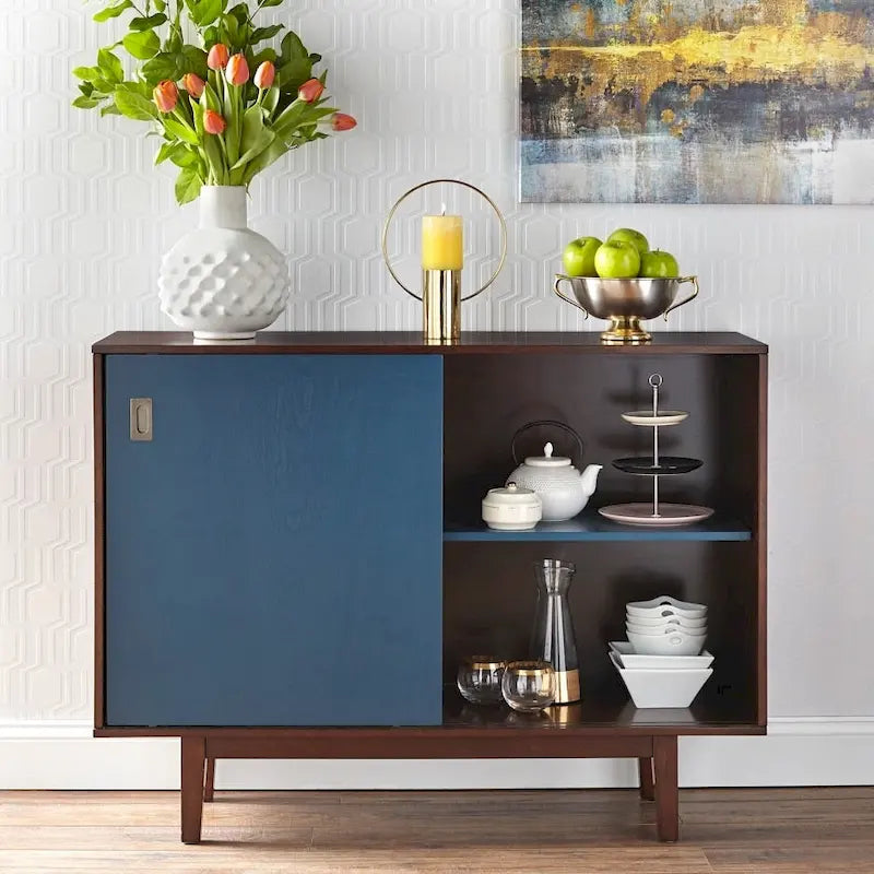 Nachttisch aus massivem Mangoholz mit Nussbaum-Finish – 18x14x27
