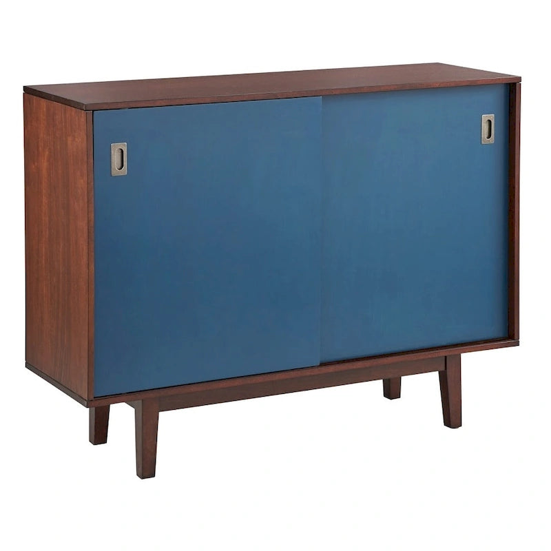Nachttisch aus massivem Mangoholz mit Nussbaum-Finish – 18x14x27