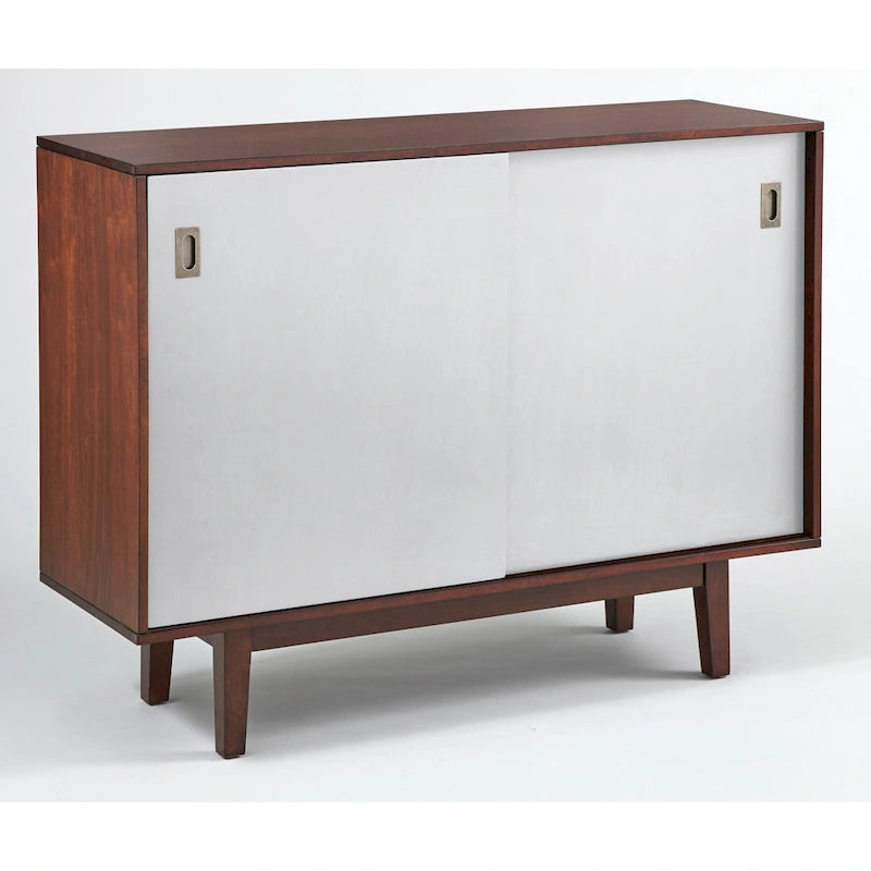 Nachttisch aus massivem Mangoholz mit Nussbaum-Finish – 18x14x27