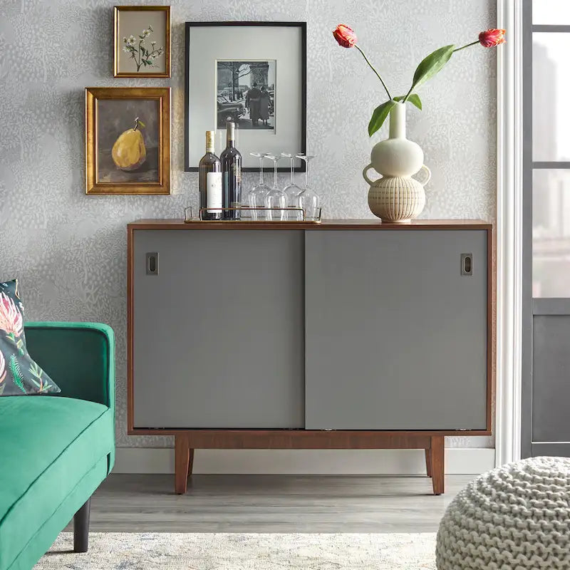 Nachttisch aus massivem Mangoholz mit Nussbaum-Finish – 18x14x27