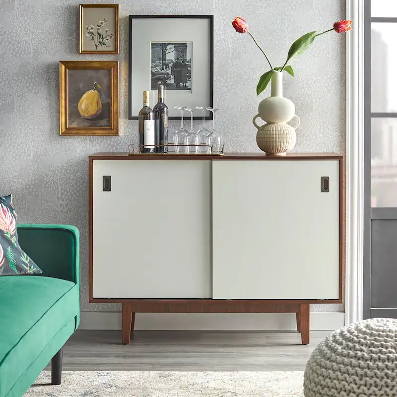 Nachttisch aus massivem Mangoholz mit Nussbaum-Finish – 18x14x27