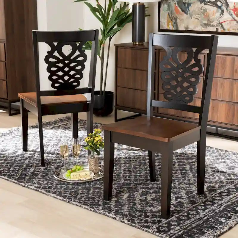 Modernes zweiteiliges Esszimmerstuhl-Set im Übergangsstil