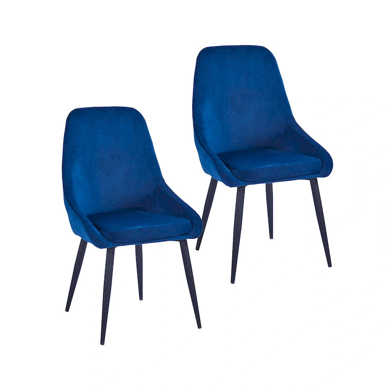 Samt-Esszimmerstühle 2er-Set mit Stahlbeinen