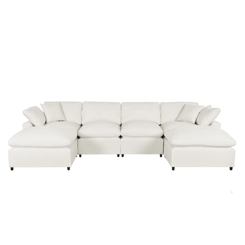 Modernes großes U-förmiges Ecksofa mit 2 Chaiselongues und abnehmbaren Ottomanen