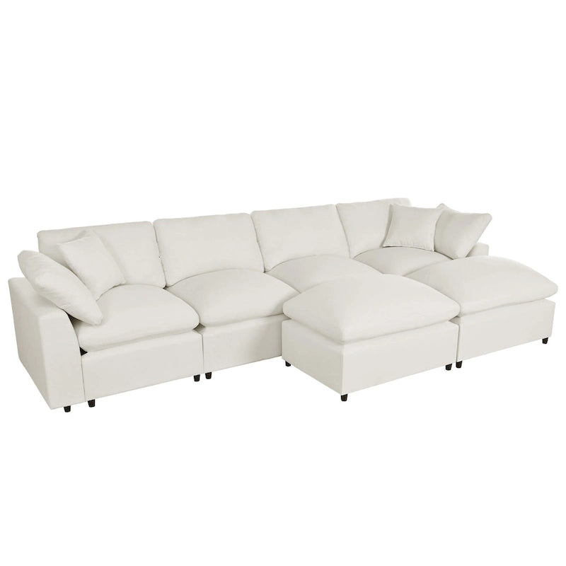 Modernes großes U-förmiges Ecksofa mit 2 Chaiselongues und abnehmbaren Ottomanen
