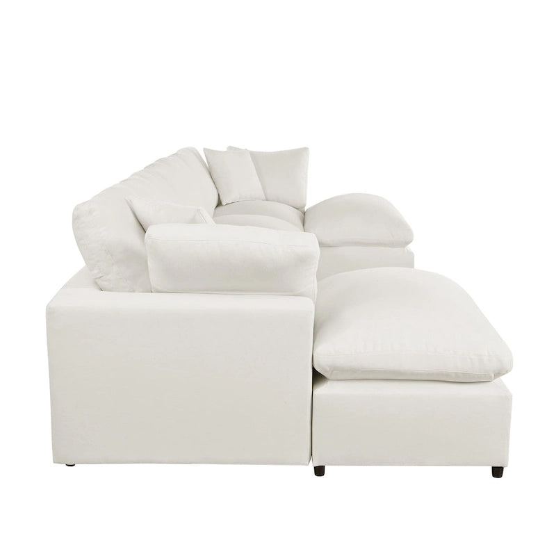 Modernes großes U-förmiges Ecksofa mit 2 Chaiselongues und abnehmbaren Ottomanen