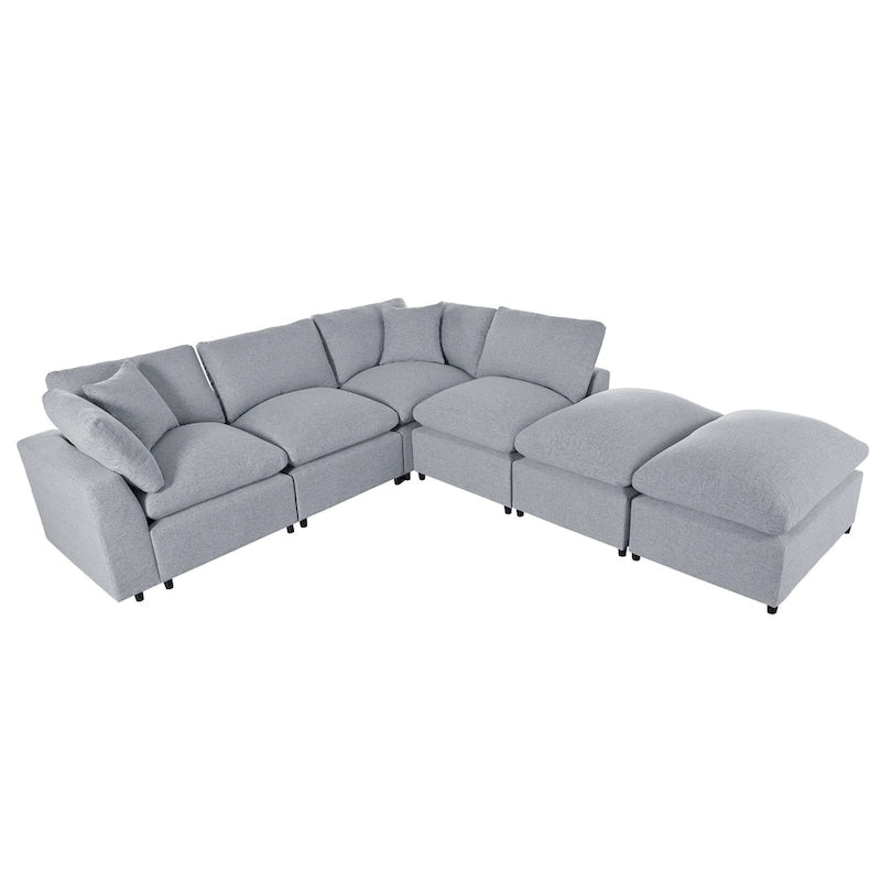 Modernes großes U-förmiges Ecksofa mit 2 Chaiselongues und abnehmbaren Ottomanen
