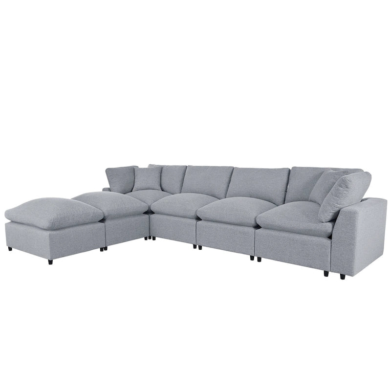 Modernes großes U-förmiges Ecksofa mit 2 Chaiselongues und abnehmbaren Ottomanen