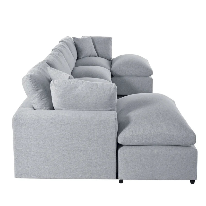 Modernes großes U-förmiges Ecksofa mit 2 Chaiselongues und abnehmbaren Ottomanen