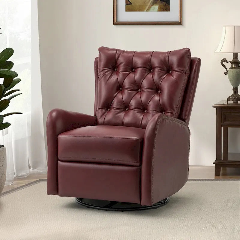 Mid-Century Echtleder-Relaxsessel mit Metallfuß