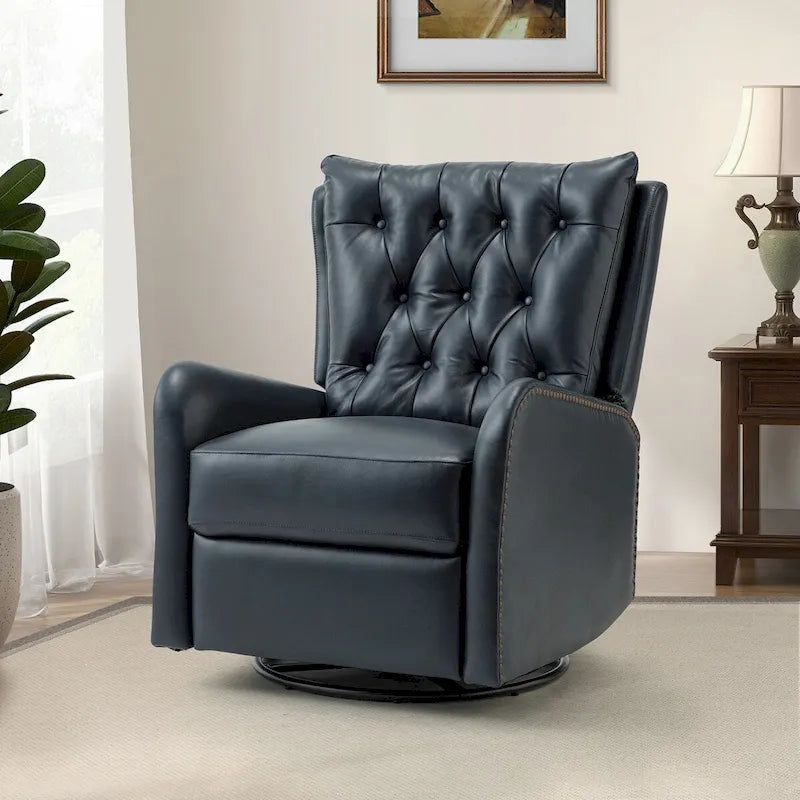 Mid-Century Echtleder-Relaxsessel mit Metallfuß